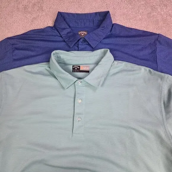 Callaway Opt Dri Performance Golf Polo Lot (2) Mens XL Blue Lightweight Stretch - Picture 1 of 13